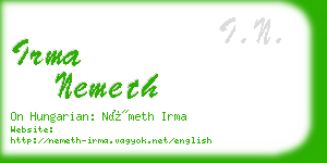 irma nemeth business card